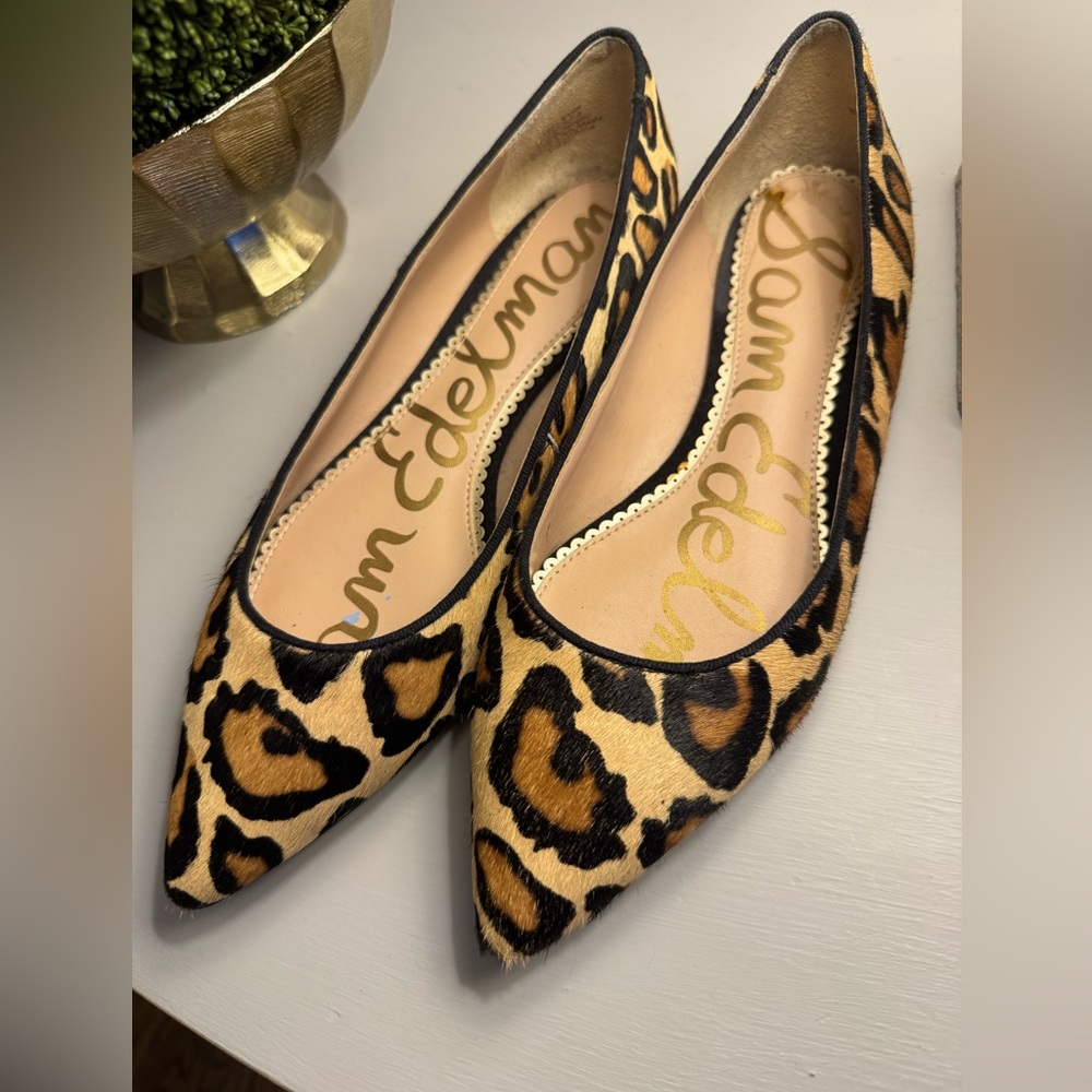 Sam Edelman Leopard Print Calf Hair Flats 7.5